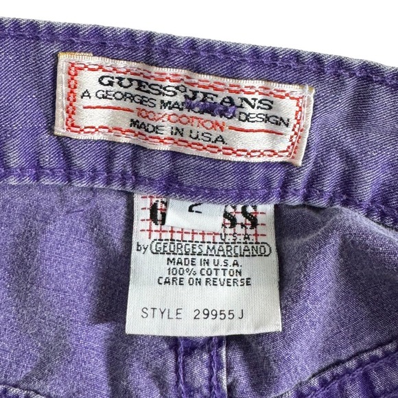 Vintage Guess Jeans Purple Denim High Rise Shorts 2 USA Made Bermuda Long - Picture 7 of 8